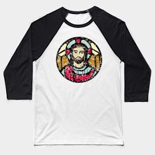 Distressed Stained Glass Jesus Baseball T-Shirt